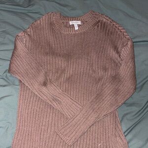 Jessica Simpson Brown Ribbed Crew Neck Sweater